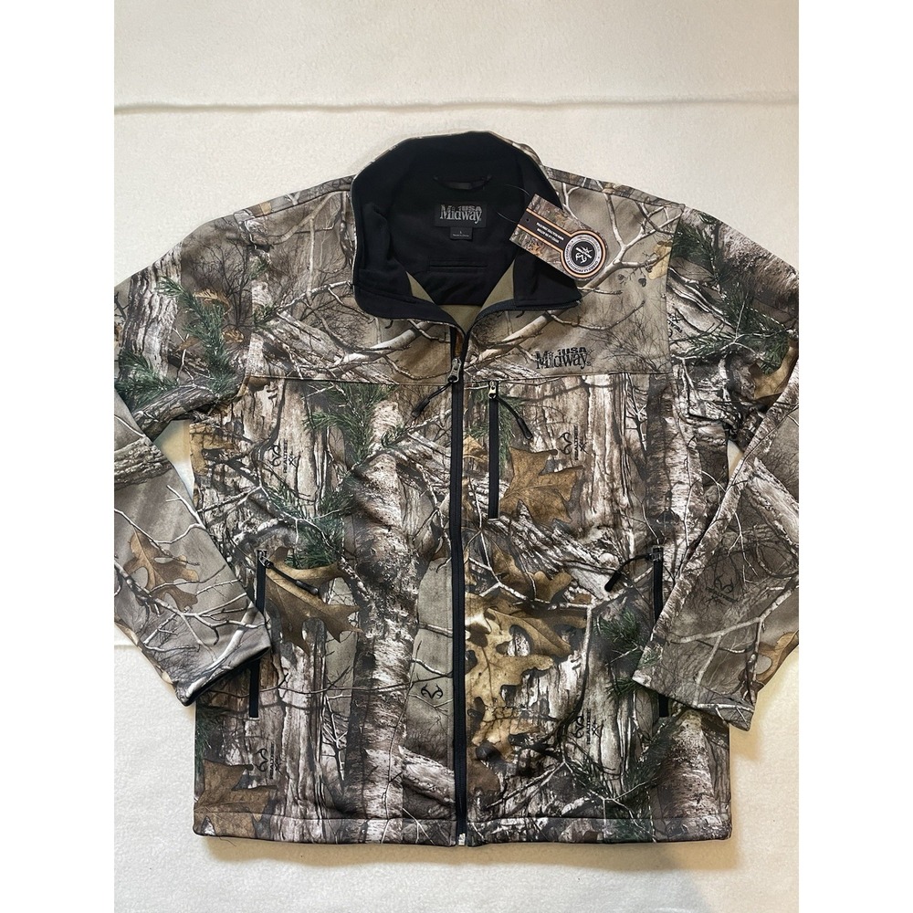 RealTree Xtra Camo Jacket Lined Hunting Mens Size L Midway‎ USA NRA Collared